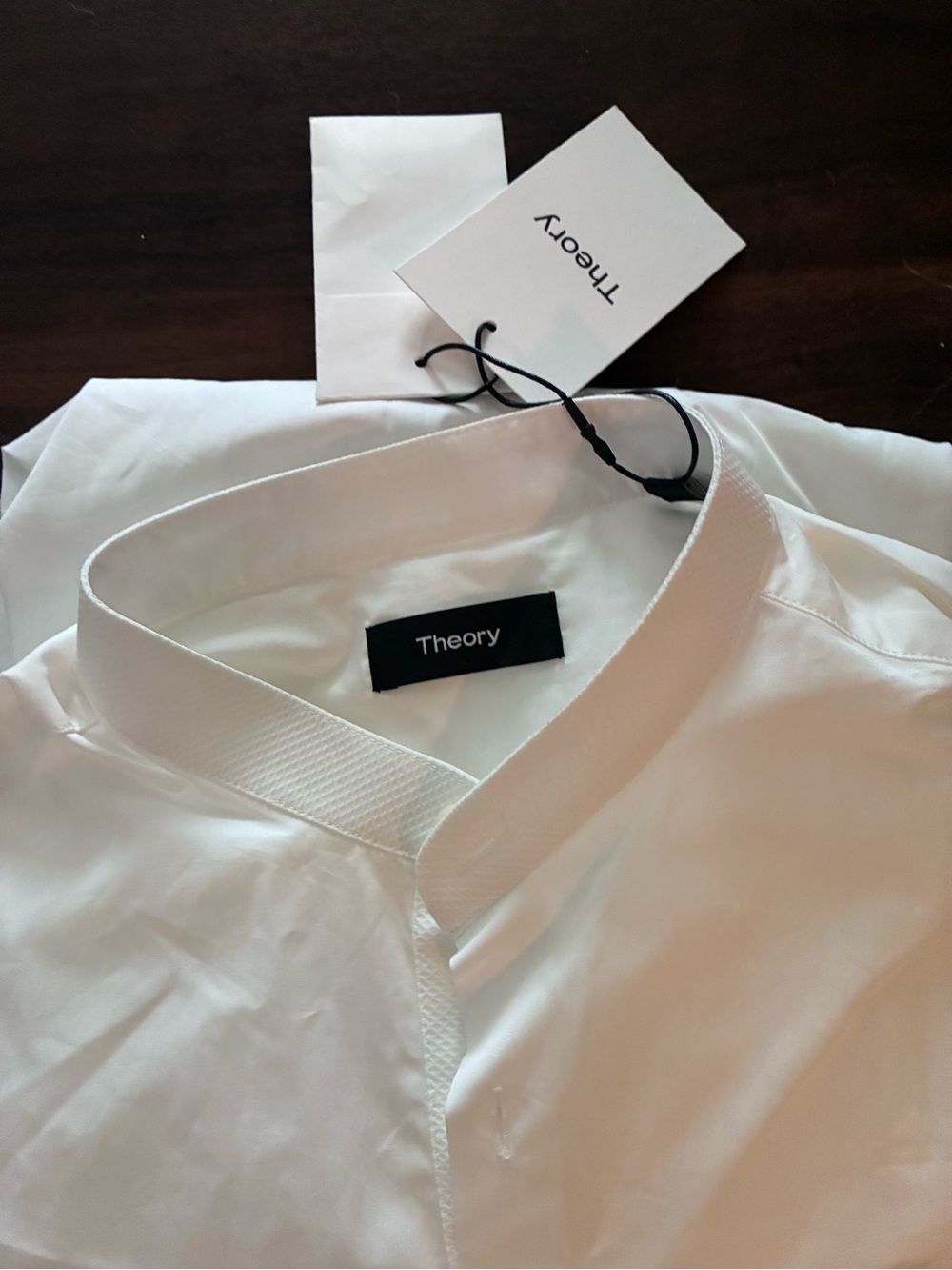 Theory Men’s White Stand-Collar Dress Shirt